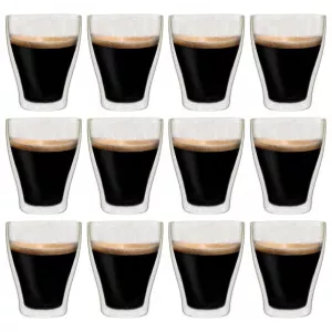 vidaXL Pahare pentru latte macchiato cu pereți dubli, 12 buc., 370 ml