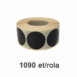 Raflatac-Budaval Role de etichete semilucioase rotunde negre 35mm, 1090 et./rola