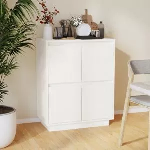 vidaXL Servanta, alb, 60x34x75 cm, lemn masiv de pin 813376