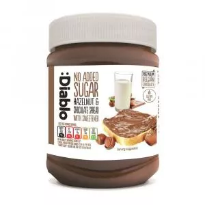 Diablo Ciocolata tartinabila cu lapte si alune fara zahar, 350g