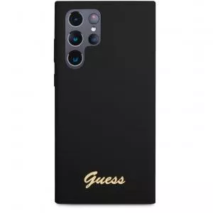 Guess Husa TPU Silicone Metal Logo pentru Samsung Galaxy S22 Ultra 5G S908, Neagra GUHCS22LLSLMGBK