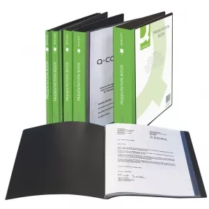 Q-Connect Dosar de prezentare personalizabil, cu 40 folii, A4, coperta rigida - negru