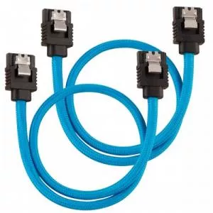 Corsair Cabluri de date Premium sleeved, SATA-SATA, 0.60m, Blue, 2buc