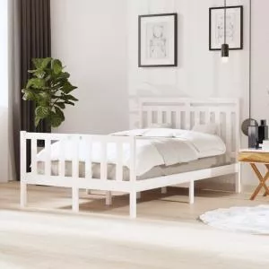 vidaXL Cadru de pat, alb, 120x200 cm, lemn masiv 3100954