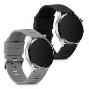 kwmobile Set 2 Curele pentru Huawei Watch GT 3 (46mm), Silicon, Negru / Gri, 57112.01