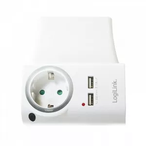 LogiLink USB Power Socket Adapter, 2x USB ports with phone holder PA0165