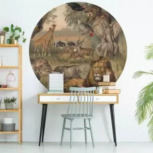 vidaXL WallArt Tapet în forma de cerc „Animals of Africa”, 190 cm