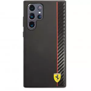Ferrari Husa TPU Smooth & Carbon Effect pentru Samsung Galaxy S22 Ultra 5G S908, Neagra FESAXHCS22LBK