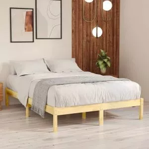 vidaXL Cadru de pat UK Double, 135x190 cm, lemn masiv de pin 809992
