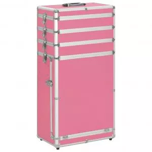 vidaXL Troler de cosmetice, roz, aluminiu 91813