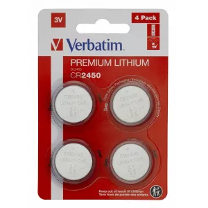 Verbatim CR2450 3V Lithium Battery (4 pack) 49535