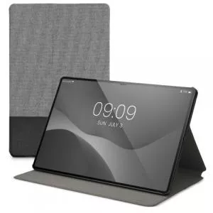 kwmobile Husa pentru tableta Samsung Galaxy Tab S8 Plus/Galaxy Tab S7 Plus/Galaxy Tab S7 FE, Gri/Negru, Textil, 57134.22