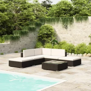 vidaXL Set mobilier de grădină cu perne, 6 piese, negru, poliratan 41257