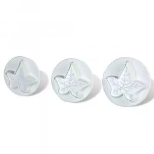 Pavoni Frunze Iedera - Decupatoare Plastic cu Extractor O 4.5, 5 si 5.5 cm, Set 3 Buc NO18