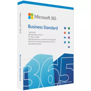 Microsoft 365 Business Standard 64-bit, Engleza, Subscriptie 1 An, 1 Utilizator, Medialess Retail