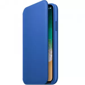 Apple iPhone X, Flip Cover Leather Folio Electric Blue