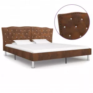 vidaXL Cadru de pat, maro, 160 x 200 cm, piele întoarsă artificială 280545
