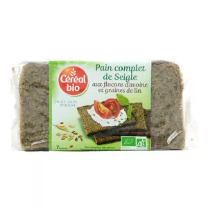 Cereal Bio Paine feliata integrala de Secara cu Ovaz, Orz si In, bio, 500 g