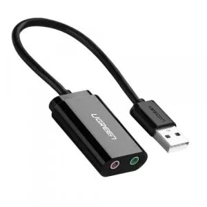 UGREEN Adaptor audio , 2x 3.5mm jack - USB, Black 40964