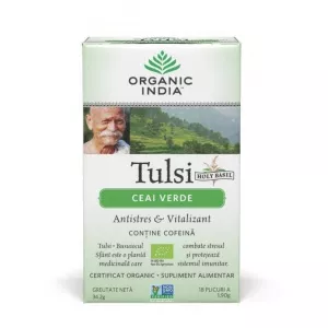 Organic India Ceai Verde Tulsi Bio, 18 plicuri