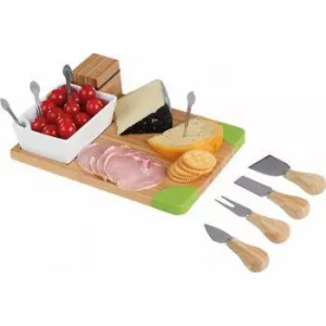 DomoClip Set 10 piese pentru Servit Branzeturi, Bambus