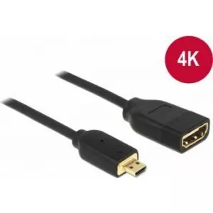 Delock High Speed HDMI with Ethernet – HDMI Micro-D male > HDMI-A female 3D 4K 20 cm 65687
