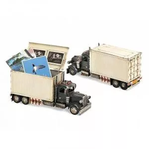 Procart Macheta Camion, rama foto dubla, format poze 8x5 cm, remorca depozitare, 28x11x15 cm