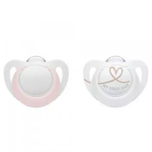 NUK Set 2 suzete Star Silicon, 0-2 luni (Roz) N1933