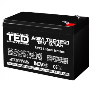Ted Acumulator VRLA, 12 V, 9.1 Ah, 151 x 65 x 95 mm