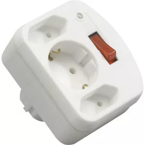 REV Prelungitor 3-fold Adapter w. switch and Surge protector white
