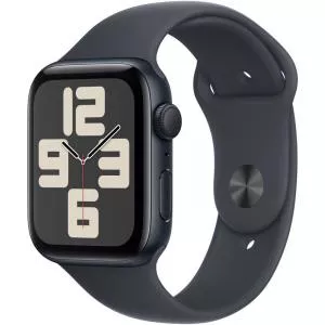 Apple Watch SE (2024) GPS 44mm Aluminium Midnight cu Midnight Sport Band - S/M