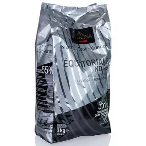 Valrhona Ciocolata Couverture Neagra, Equatoriale Noir, pastile, 55% Cacao, 3Kg -