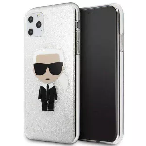 Karl Lagerfeld KLHCN65TPUTRIKSL Colectia Glitter Ikonik Argintiu pentru Apple iPhone 11 Pro Max