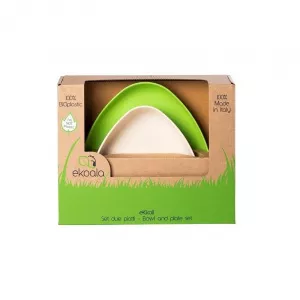 Ekoala Set de masa 2 farfurii din Bioplastic, Alb/Verde