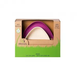 Ekoala Set de masa 2 farfurii din Bioplastic, Alb/Violet