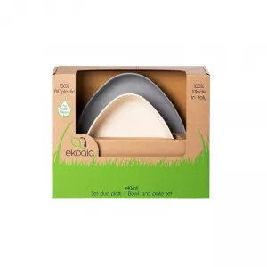 Ekoala Set de masa 2 farfurii din Bioplastic, Alb/Gri