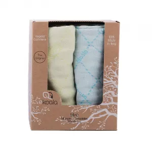 Ekoala Set Multifunctional 2 buc, Casmir vegetal, 70x70 cm, Scutec textil, Albastru/Verde
