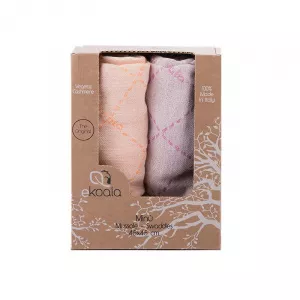 Ekoala Set Multifunctional 2 buc, Casmir vegetal, 45x45 cm, Scutec textil, Portocaliu/Violet