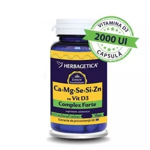 Herbagetica Complex Forte (Ca+Mg+Se+Si+Zn) Cu Vitamina D3 2000UI 60Cps