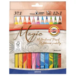Koh-I-Noor Set 12 creioane colorate triunghiulare MAGIC JUMBO + blender