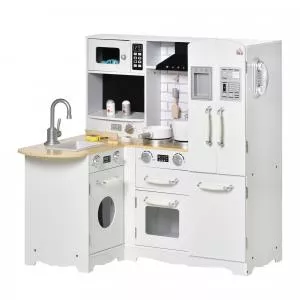 HomCom Bucatarie de jucarie pentru copii, 82x65x87cm, alba 350-106