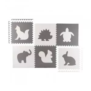 Ricokids Covoras puzzle 6 bucati, Cu animalute, Gri EDI7491