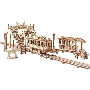 Ugears Puzzle 3D - Tramvai cu statie, 284 piese