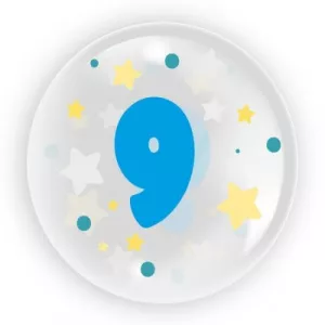 Tuban Balon transparent cifra 9, pentru baieti, 45 cm RB30129