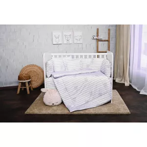 Lorelli Set lenjerie 8 piese cu protectii laterale, Grey Striped