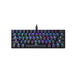 Motospeed Tastatura gaming mecanica CK61 cu fir de 1.5m, conexiune USB, iluminat RGB, Switch-uri Outemu Blue, Negru