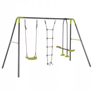 HomCom Loc de joaca copii, metal, 295x138x180 cm, verde 344-009