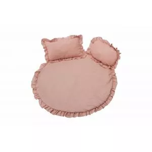 SomnArt Set covoras de in cu volan+ perne roz