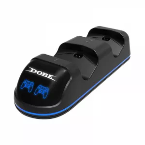 DOBE Dock de incarcare pentru 2 controllere PS4 / Slim / PRO cu 4 adaptoare MicroUSB incarcare magnetica 18125 , albastru