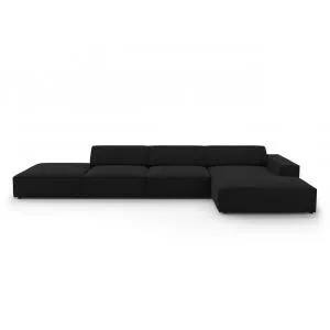 Micadoni Coltar dreapta 5 locuri, Jodie, BL, fara cotiera, 341x166x70 cm, poliester, negru